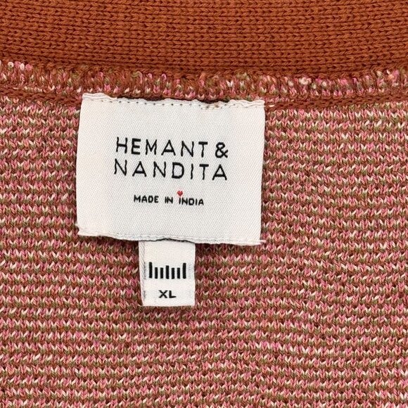 Hemant & Nandita Fara Cardigan Cocoa Cardigan Sweater 100% Cotton Womens size XL - Picture 4 of 16